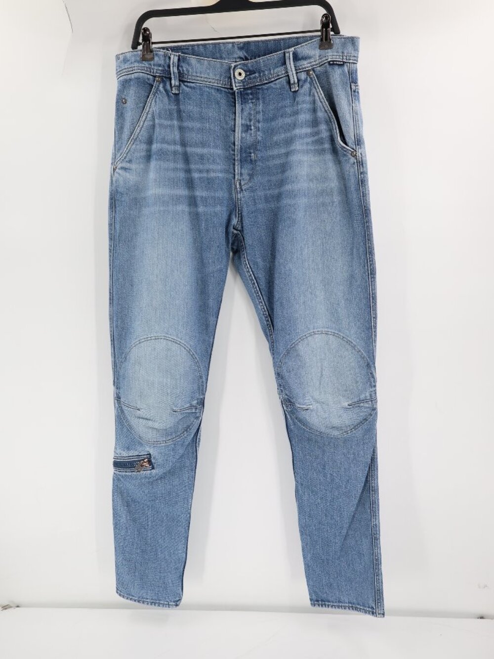 G-Star Jeans Men 33 L33 Pilot 3D Slim Stretch Tapered Button Fly knee zip pocket